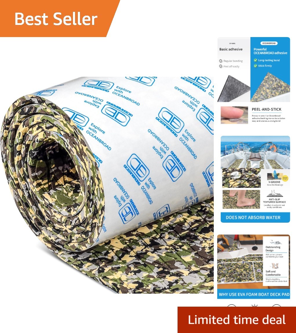 Camouflage Boat Flooring Traction Pad – Self-Adhesive EVA Mat 96”x16”