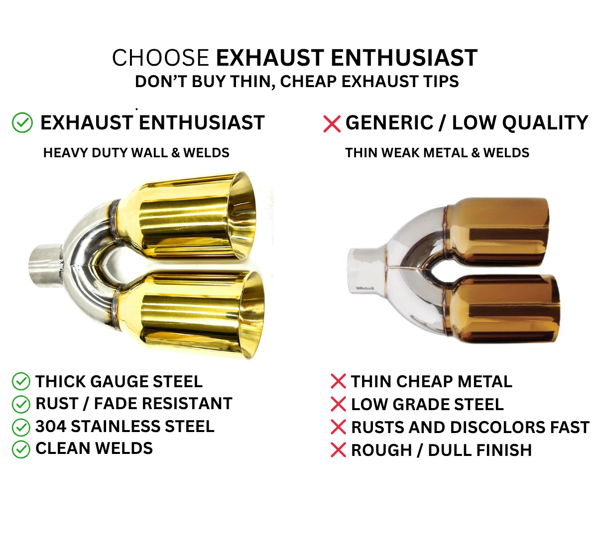2.5″ Inlet – 5″ Outlet – 9″ Long Polished Double Wall Exhaust Tip BUYER CHOICE