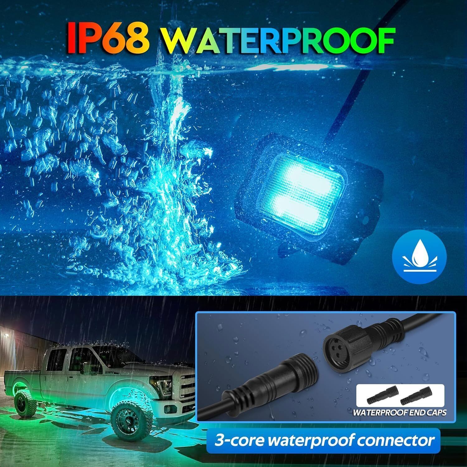 Complete MICTUNING 10-Pod Rock Light Kit Multi-Color App Control for Underglow