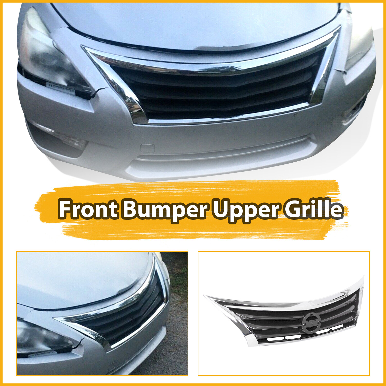 Front Bumper Grille Upper Grill Assembly Chrome For 2013 2014 2015 Nissan Altima