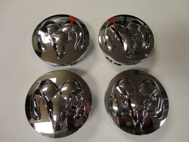4 pcs set DODGE RAM CHROME WHEEL CENTER CAPS 1LB72TRMAB