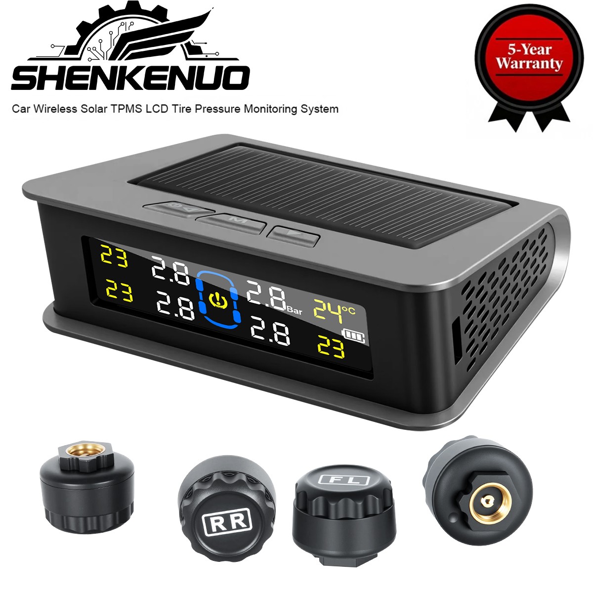 Car TPMS Bluetooth 5.0 Tire Pressure Monitoring System 4 External Sensor