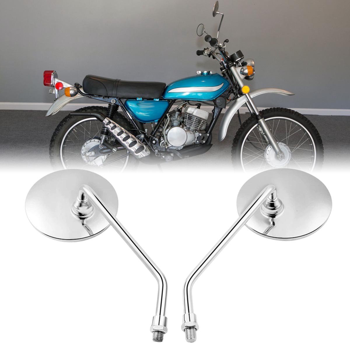 For Suzuki Hustler TS125 TS185 TS250 TS400 Motorcycle Round Rearview Mirrors