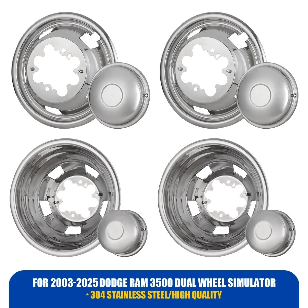 For 2003-2025 Dodge Ram 3500 17″ Dually Wheel Simulators Dual Skins Liners Cover