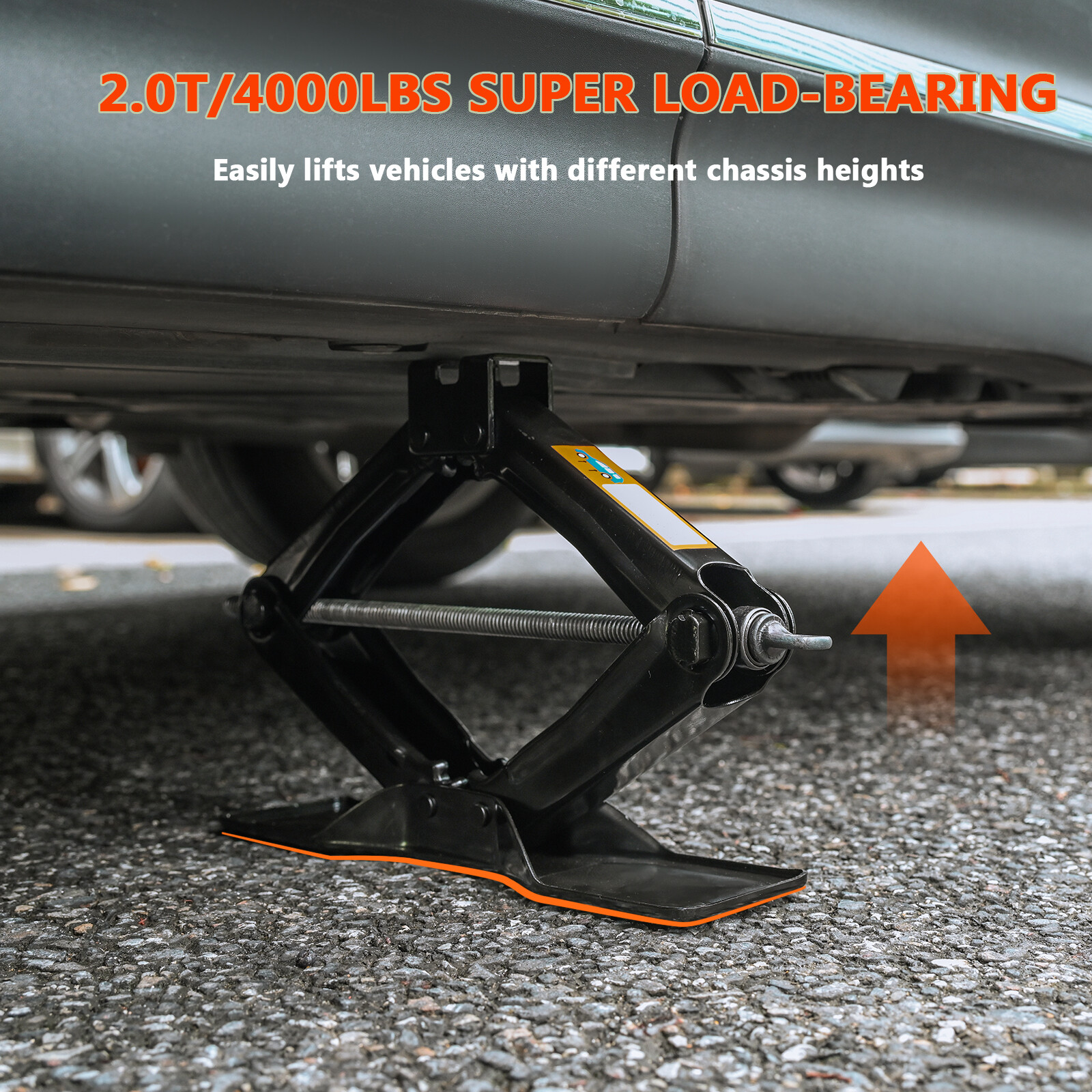 Steel Scissor Lift Jack Wide Stand Car Kit, 2 Ton 4000 lbs Storage Bag Truck