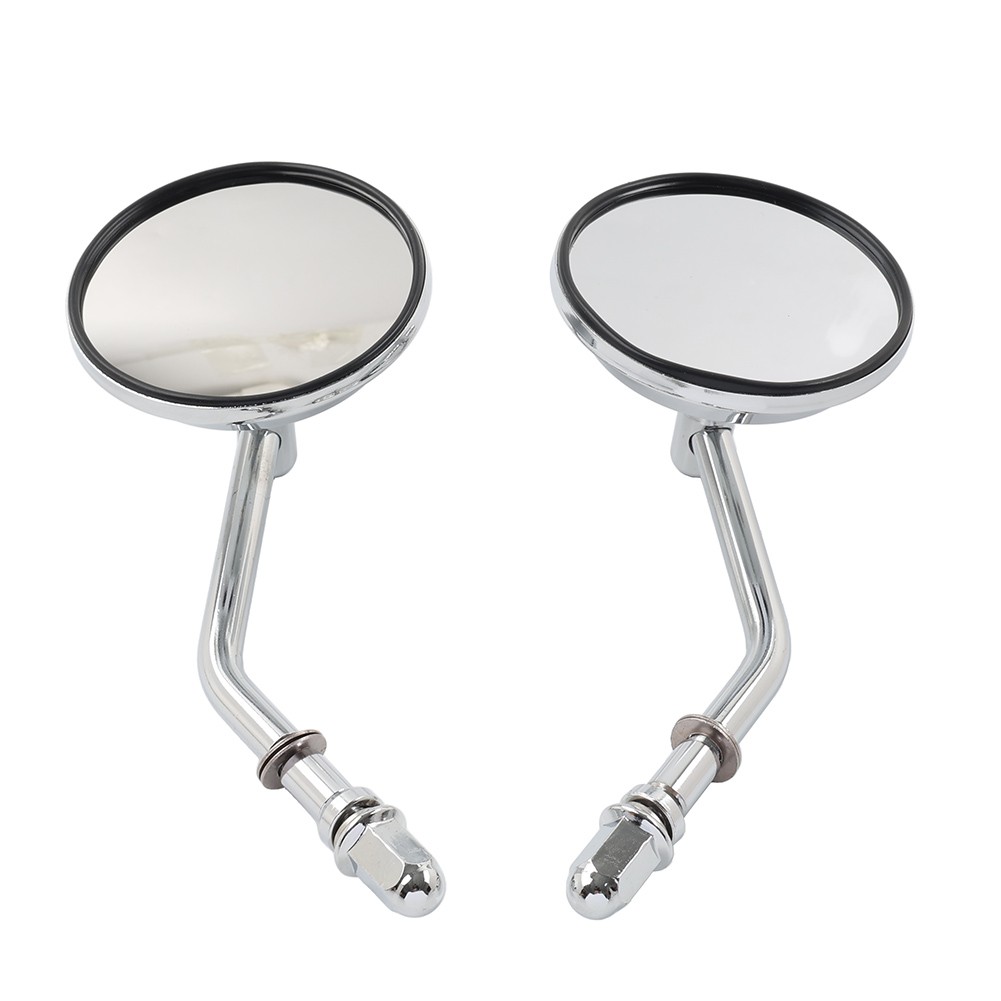 Motorcycle Round Retro Rearview Side Mirrors Chrome For Harley Davidson 8mm