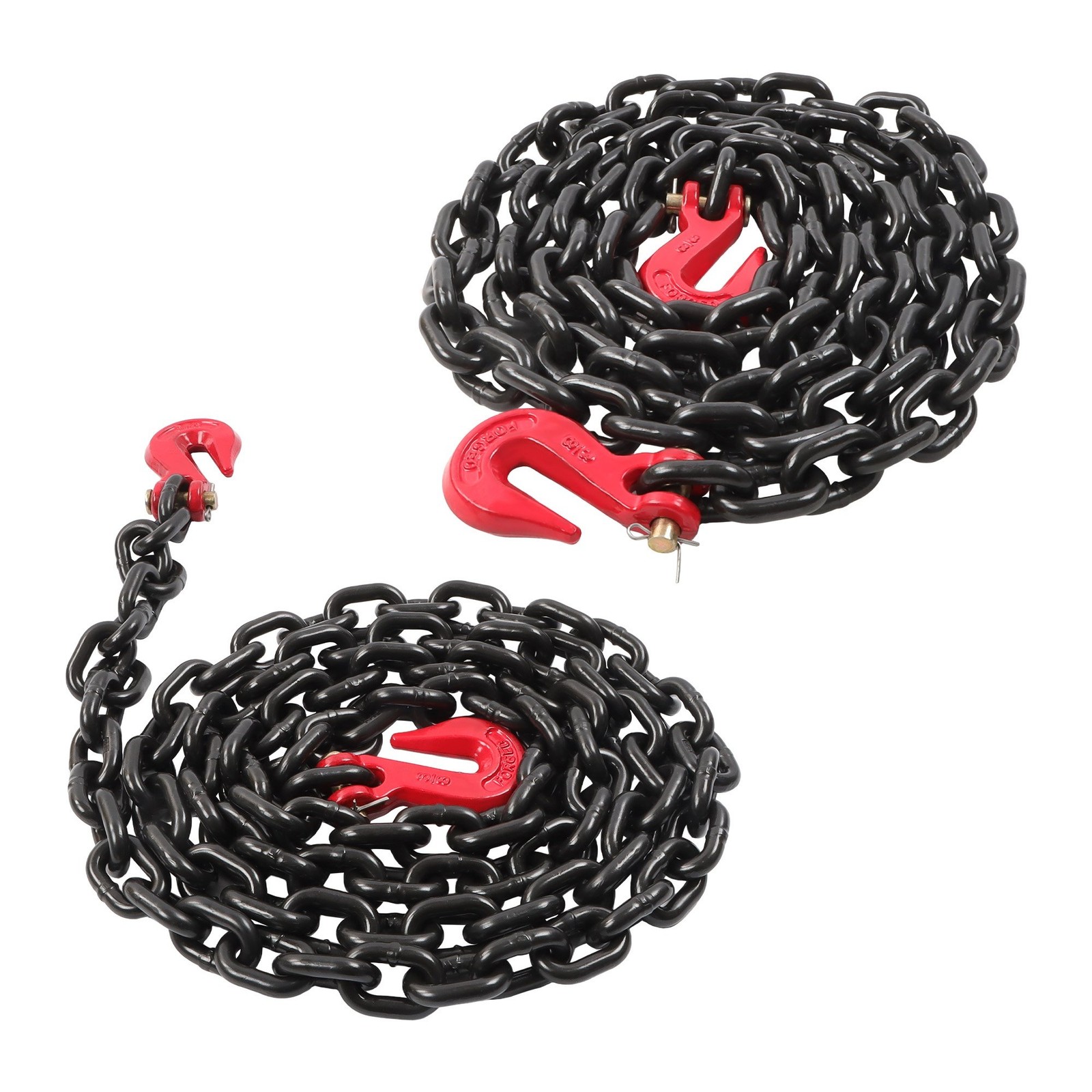 2PCS 3/8 In × 10 Ft Binder Chain G80 Tie Down Tow Chain with Hooks 7100lbs Safe
