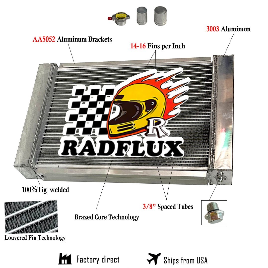 26″ x 16″ Overall 204115B Universal-Aluminum Performance Custom Radiator Kit New