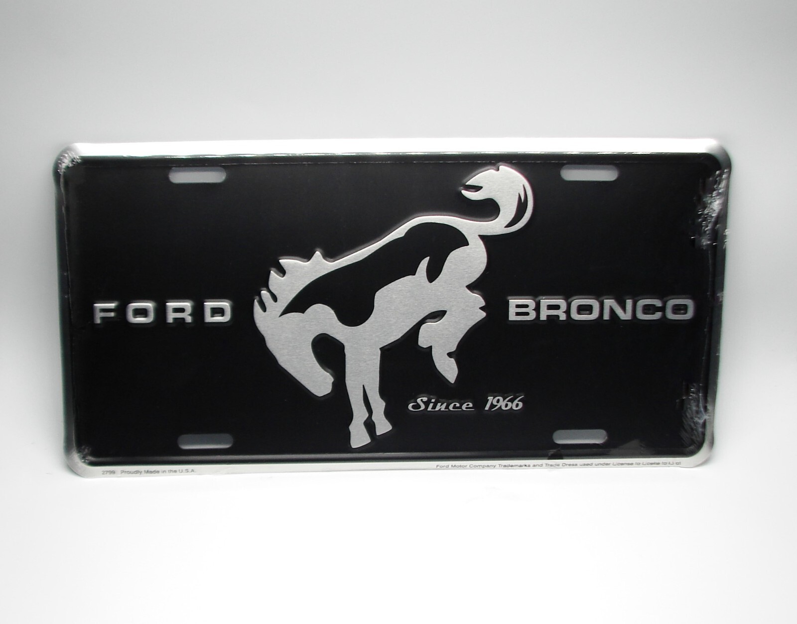 FORD BRONCO EMBLEM BLACK BACKGROUND 3D EMBOSSED METAL CAR NOVELTY LICENSE PLATE