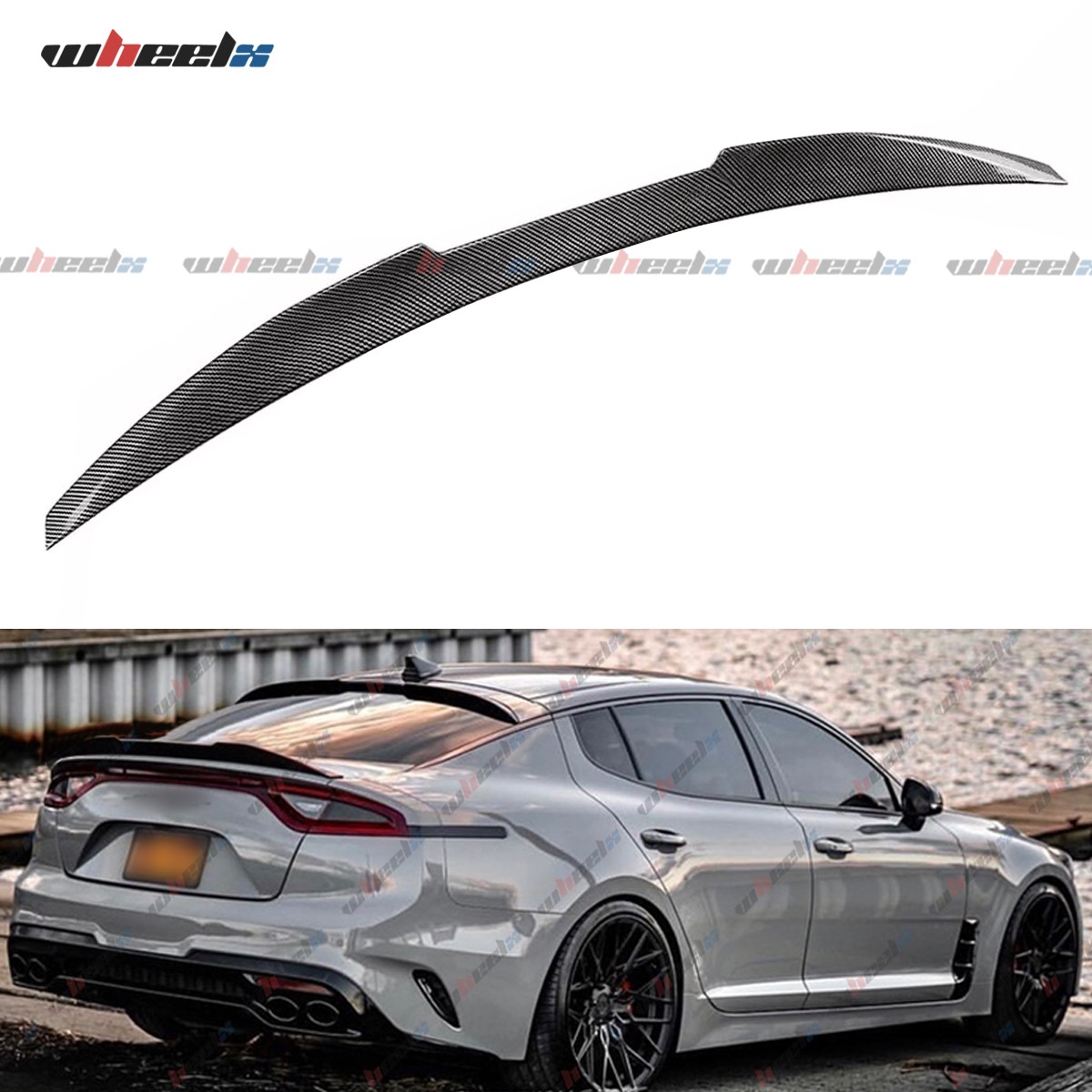 For 2017-2023 Kia Stinger Carbon Fiber Look V-Style Duckbill Rear Trunk Spoiler