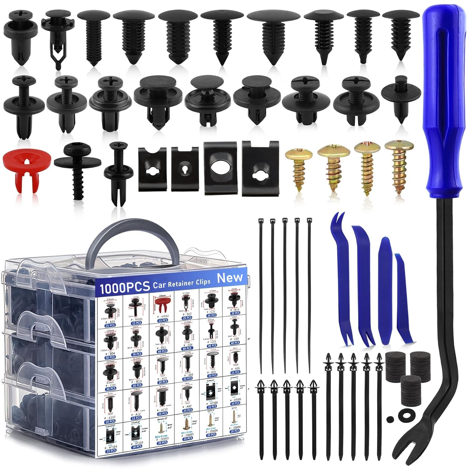 1000PCS Car Push Retainer Bumper Clip U Clip Screw Door Panel Clips Metal Screw