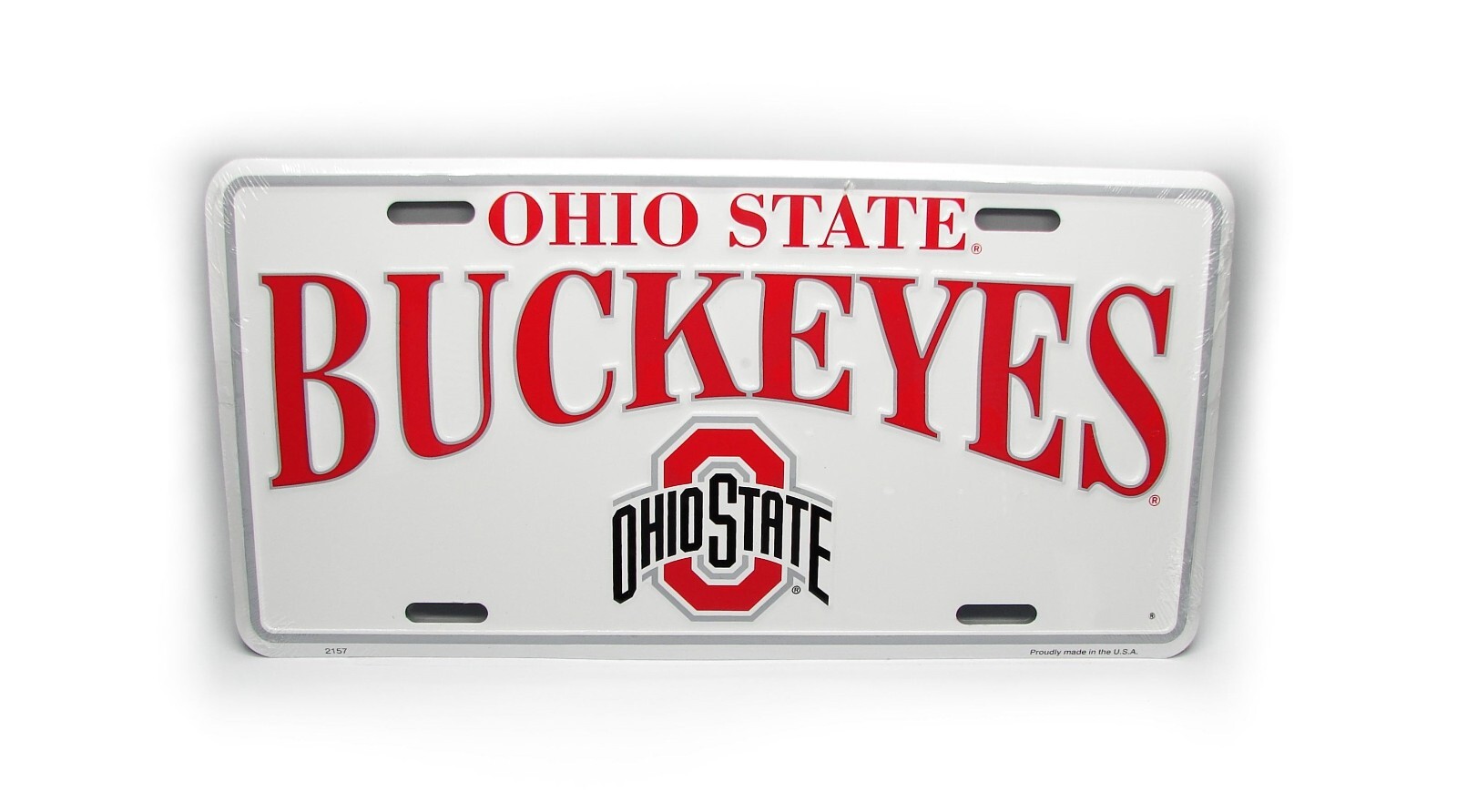 Licensed OHIO STATE BUCKEYES 3D EMBOSSED METAL NOVELTY CAR LICENSE PLATE