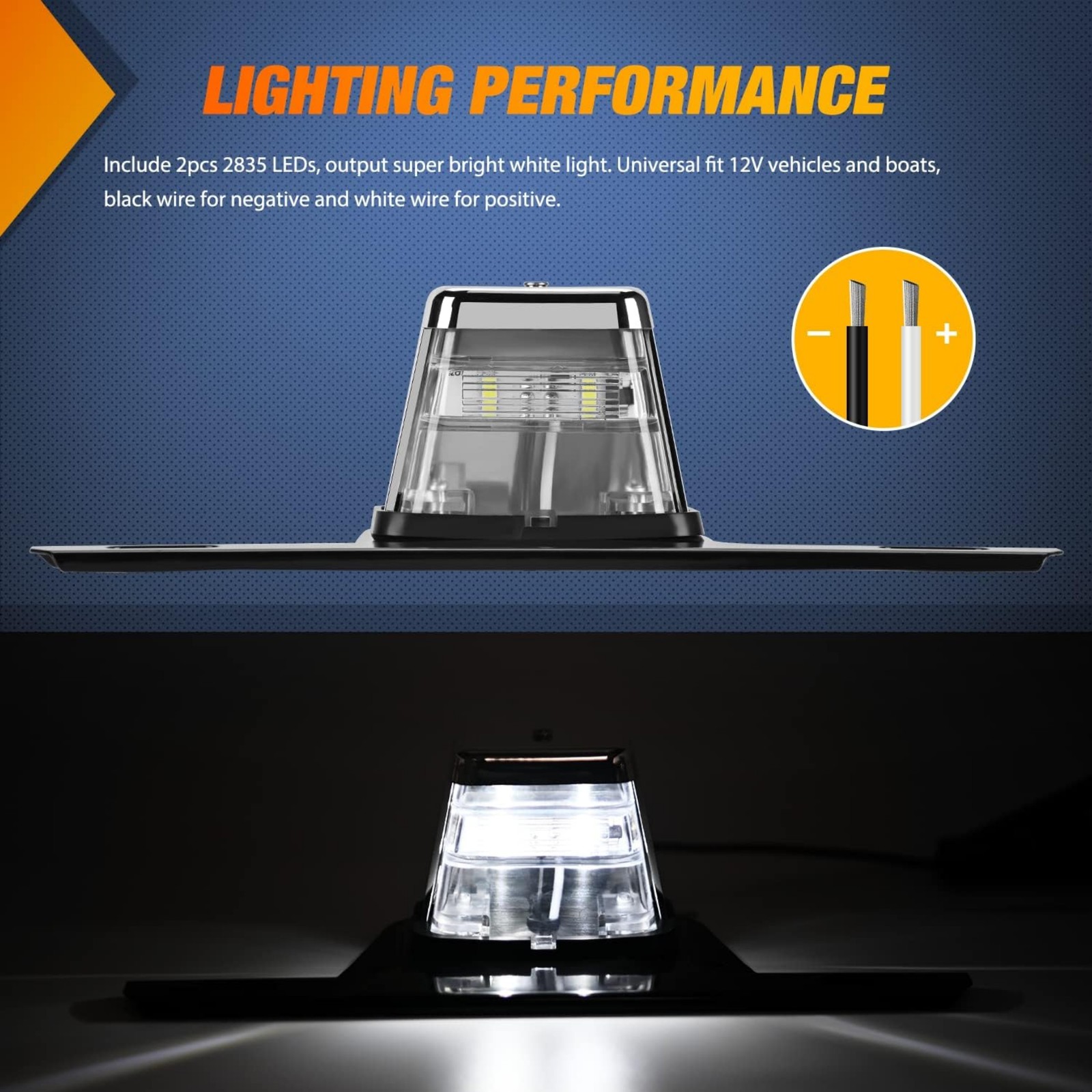 Chrome DC 12V Bracket-Mount DOT 2 LED License Plate Light for Boat Trailer UTV