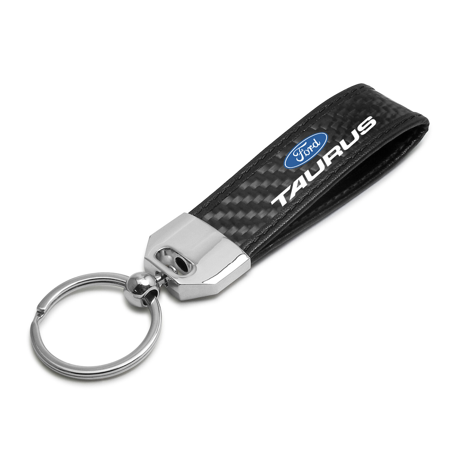 Black Leather & Carbon Fiber Key Chain Black Stitching – Ford Taurus