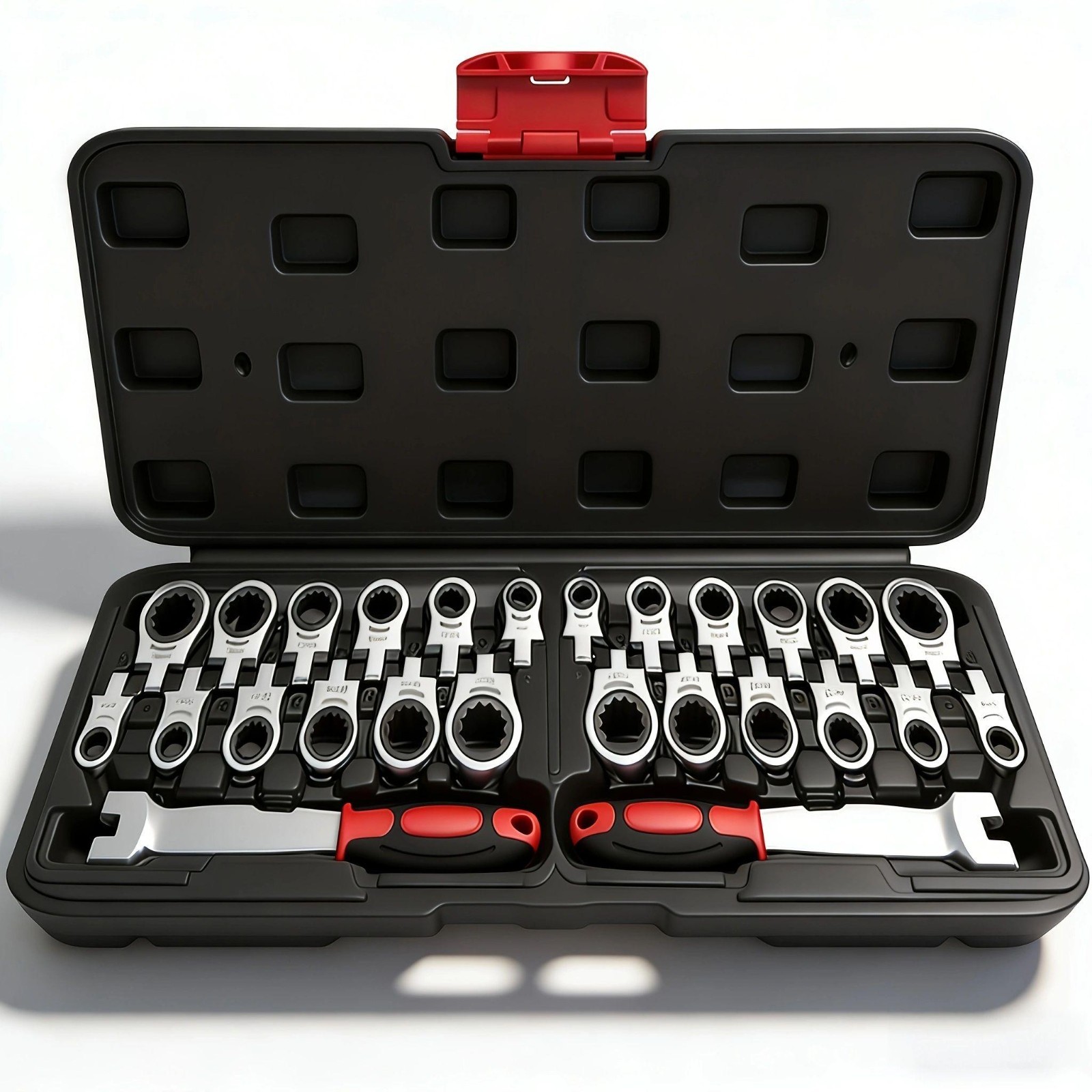 Set of 26pcs Interchangeable Head Ratchet Socket Wrenches, Flexible Head Combina