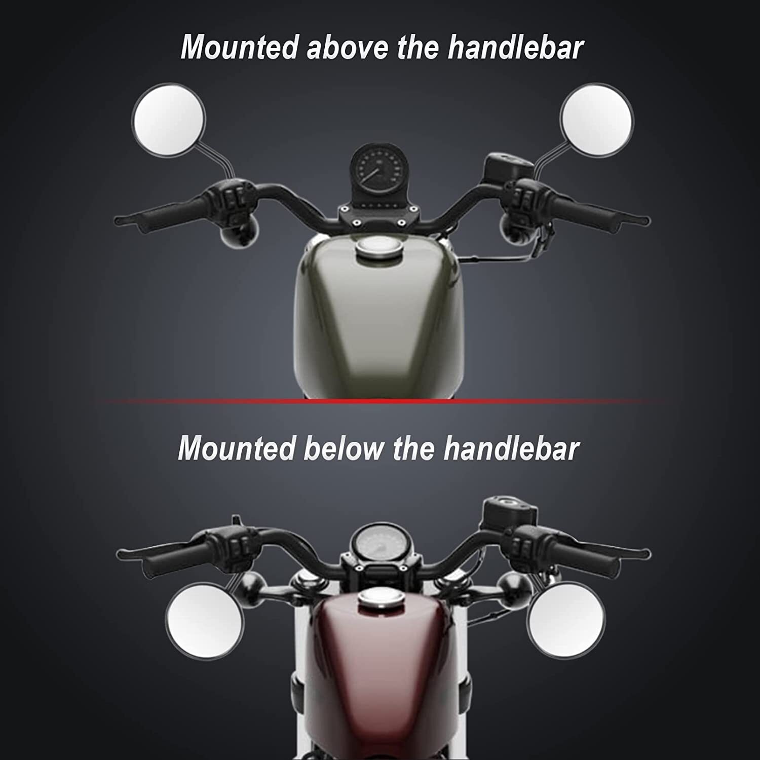 2x Motorcycle Round Rearview Mirrors For Harley Davidson Heritage Softail Fatboy