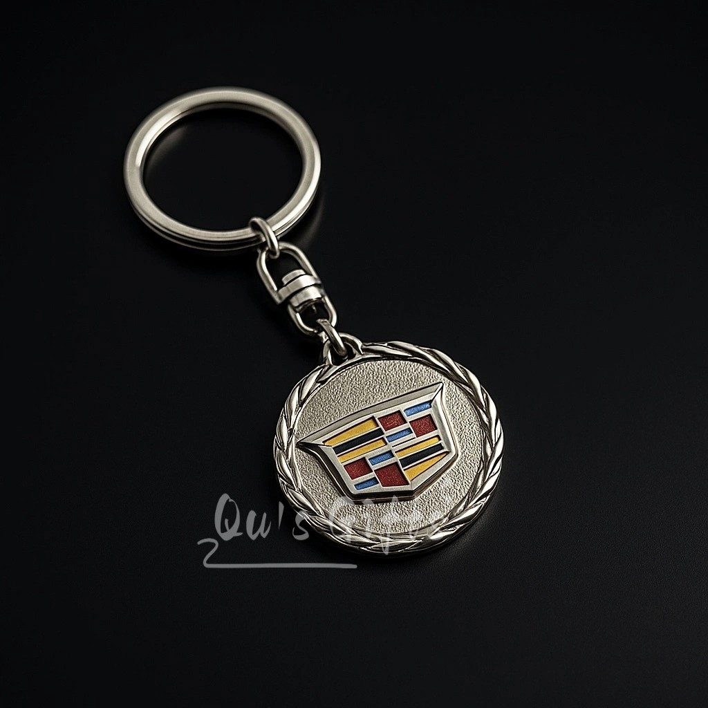 Cadillac Round Wheat Ear Metal Keychain US Seller Free Shipping