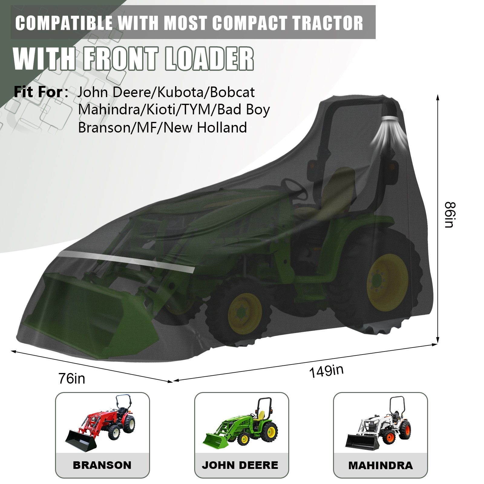 Compact Tractor Covers Waterproof Outdoor Heavy Duty,600 Oxford Cloth US Stock