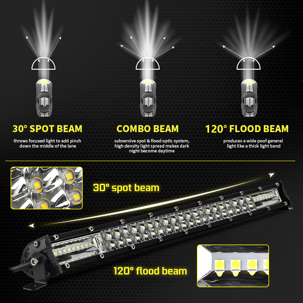 14″20″26″32″52″ Dual Row LED Light Bar DRL Spot Flood for UTV ATV Truck UTE Boat