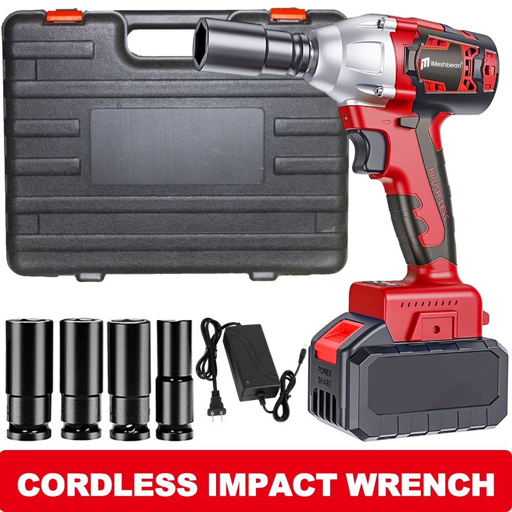 21V Cordless Impact Wrench 1/2″ 520Nm High Torque Brushless Driver with Battery