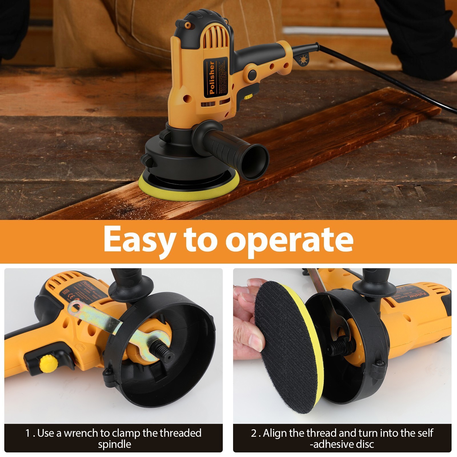 ✅Car Polisher Buffer Sander 1000W Polishing Machine Kit Waxing w/ 5″ Pad Bonnet