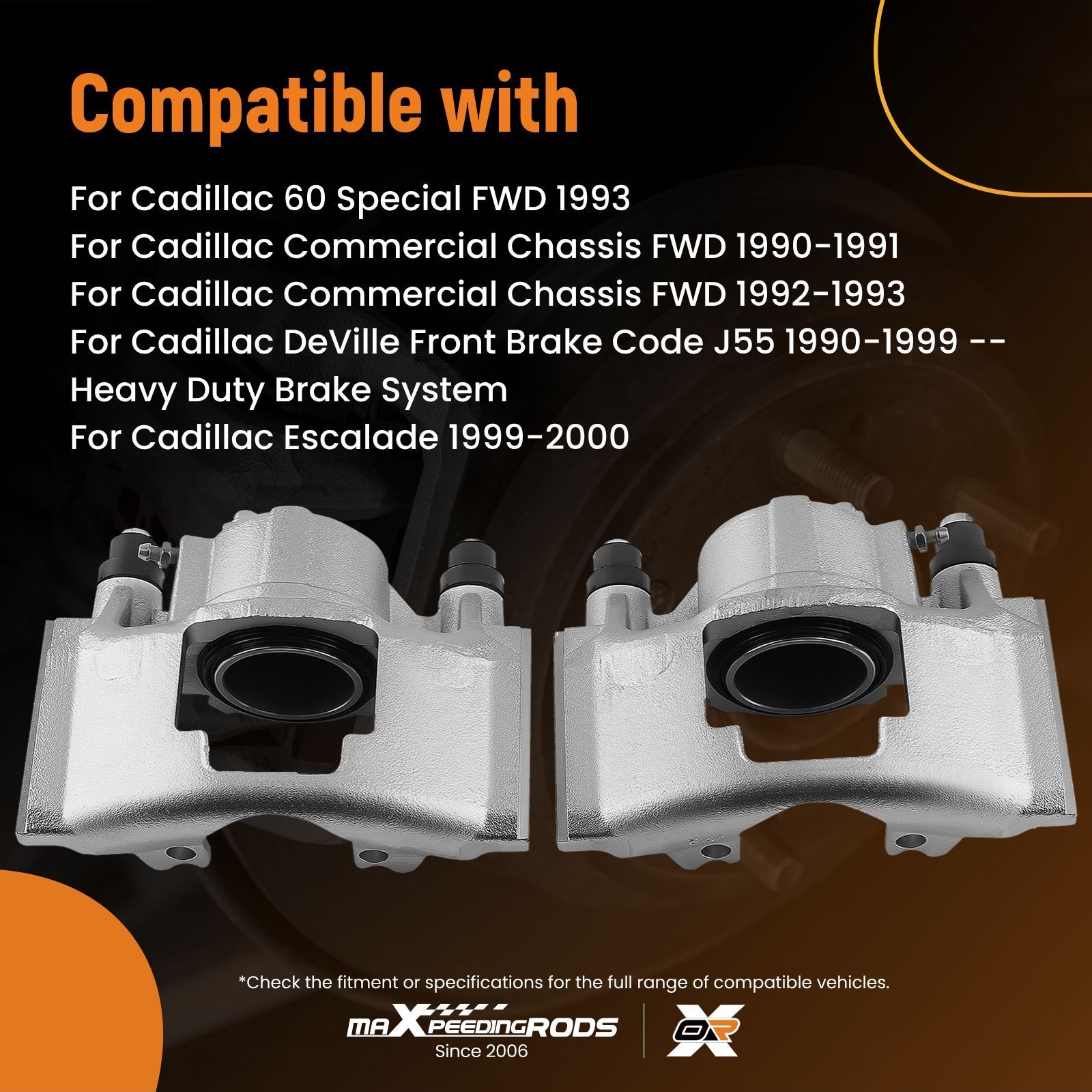 2pcs Front Brake Calipers For Chevrolet GMC C1500 C2500 K1500 K2500 18-4300