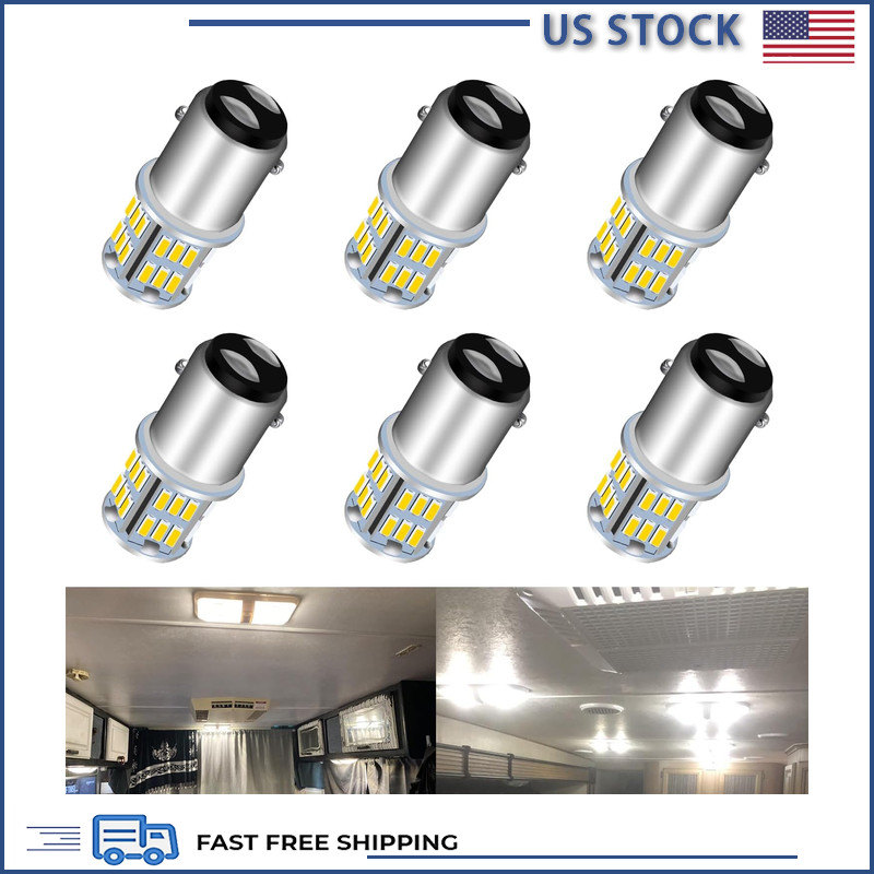 6-Pack 1142 1076 LED Bulb RV, BA15D 1130 1176 1075, Warm White 12V Interior Ligh