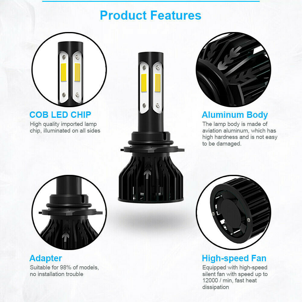 AUIMSOCO H11 LED Headlight Kit 6K Low Beam Bulbs Super White 30Days Free Return