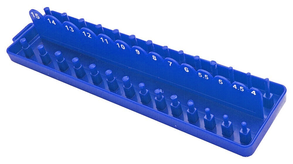 1/4″-Dr. 28-Socket Tray Holder Organizer Rack Rail Storage Metric 4 mm ~ 15 mm
