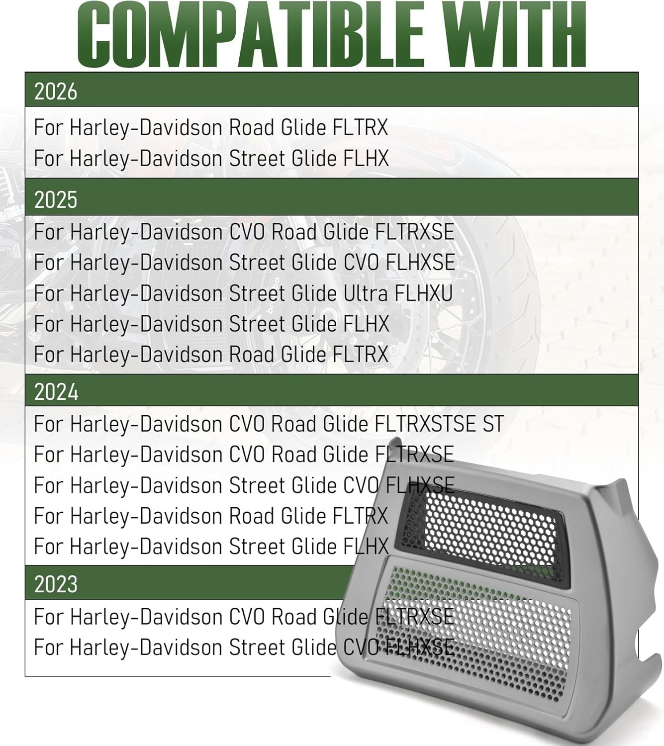 SILVER Chin Spoiler Radiator Cover For 2024-2026 Harley Road Glide Street Glide