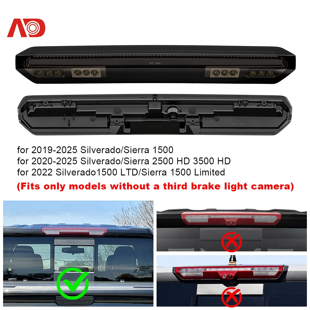 LED Third Brake Light Without Camera Hole For 19-2026 Chevy Silverado GMC Sierra
