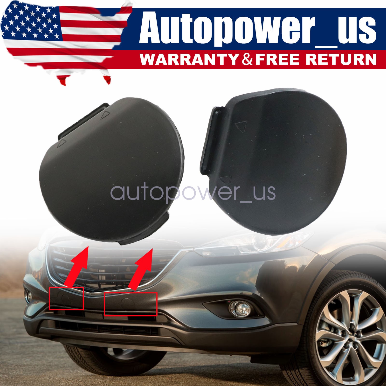 1 Pair Fits For 2013-2015 Mazda CX-9 Front L＆R Bumper Grille Tow Bracket Cover