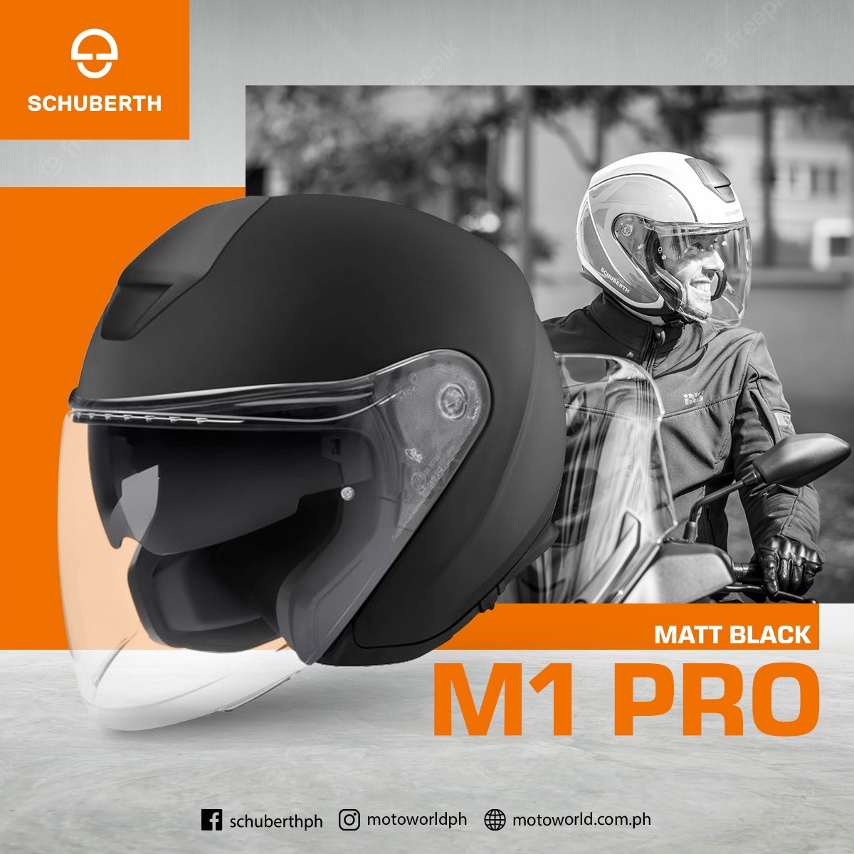 Schuberth M1 Pro 3/4 helmet, Commuting and Scooter helmet, Matte Black Size S