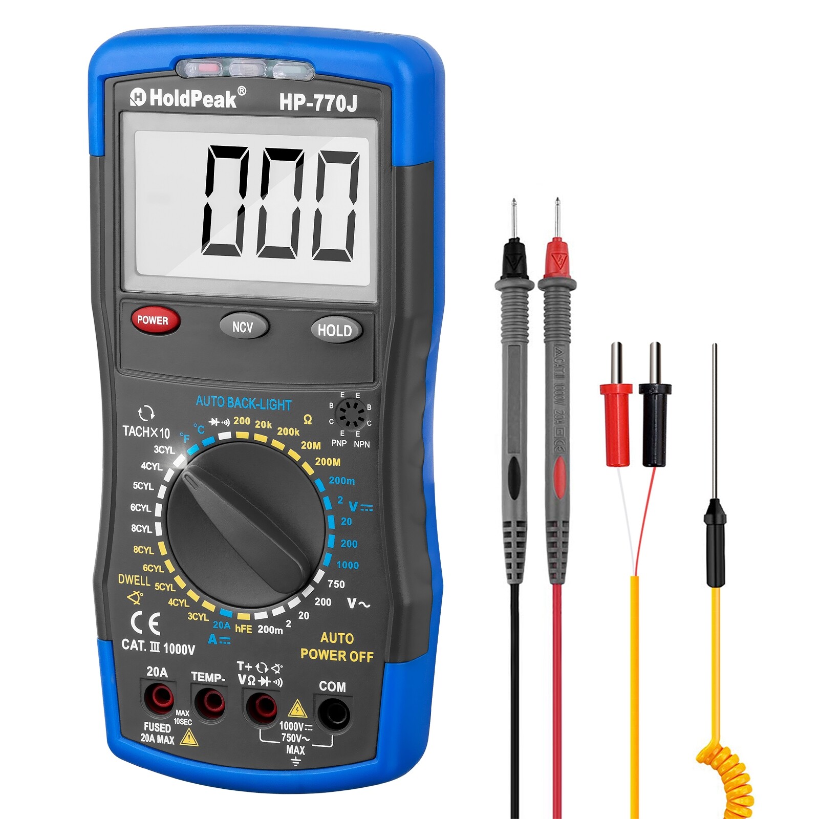 Automotive Digital Multimeter Engine Analyzer Dwell Tach RPM AC DC Volt Meter US