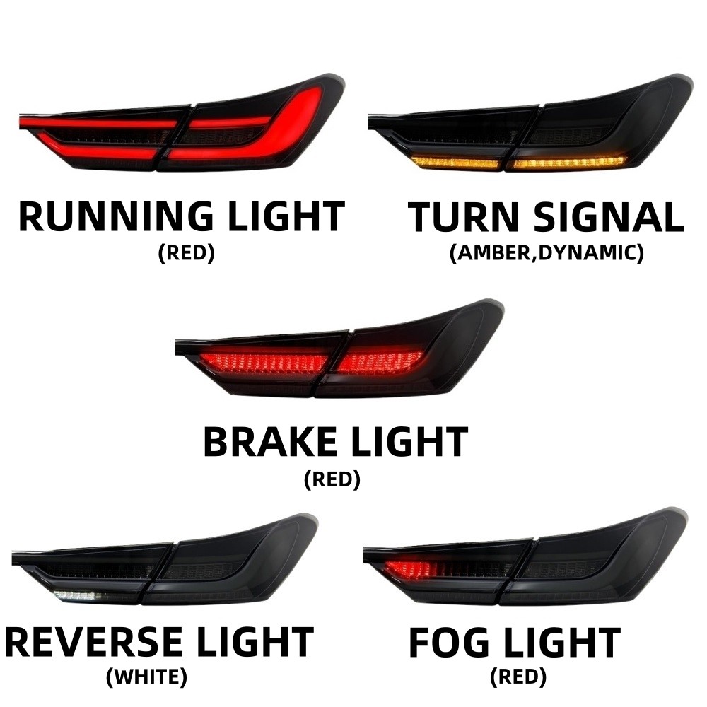 Smoked LED Tail Lights Fits Toyota Camry 8th Gen 2018-2024 Rear Lights White Bar