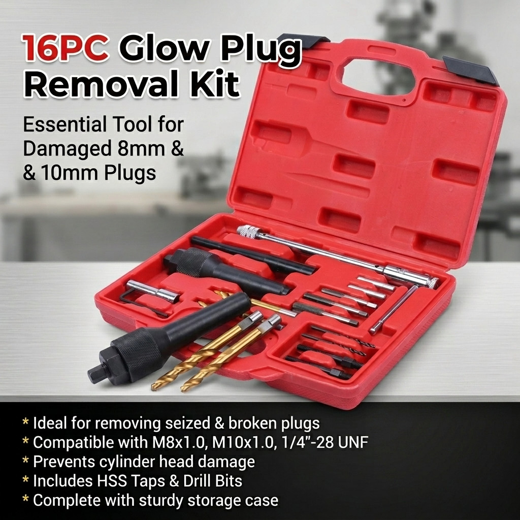 Damaged Glow Plug Removal Remover Extractor Tool Kit 8mm 10mm 16PC