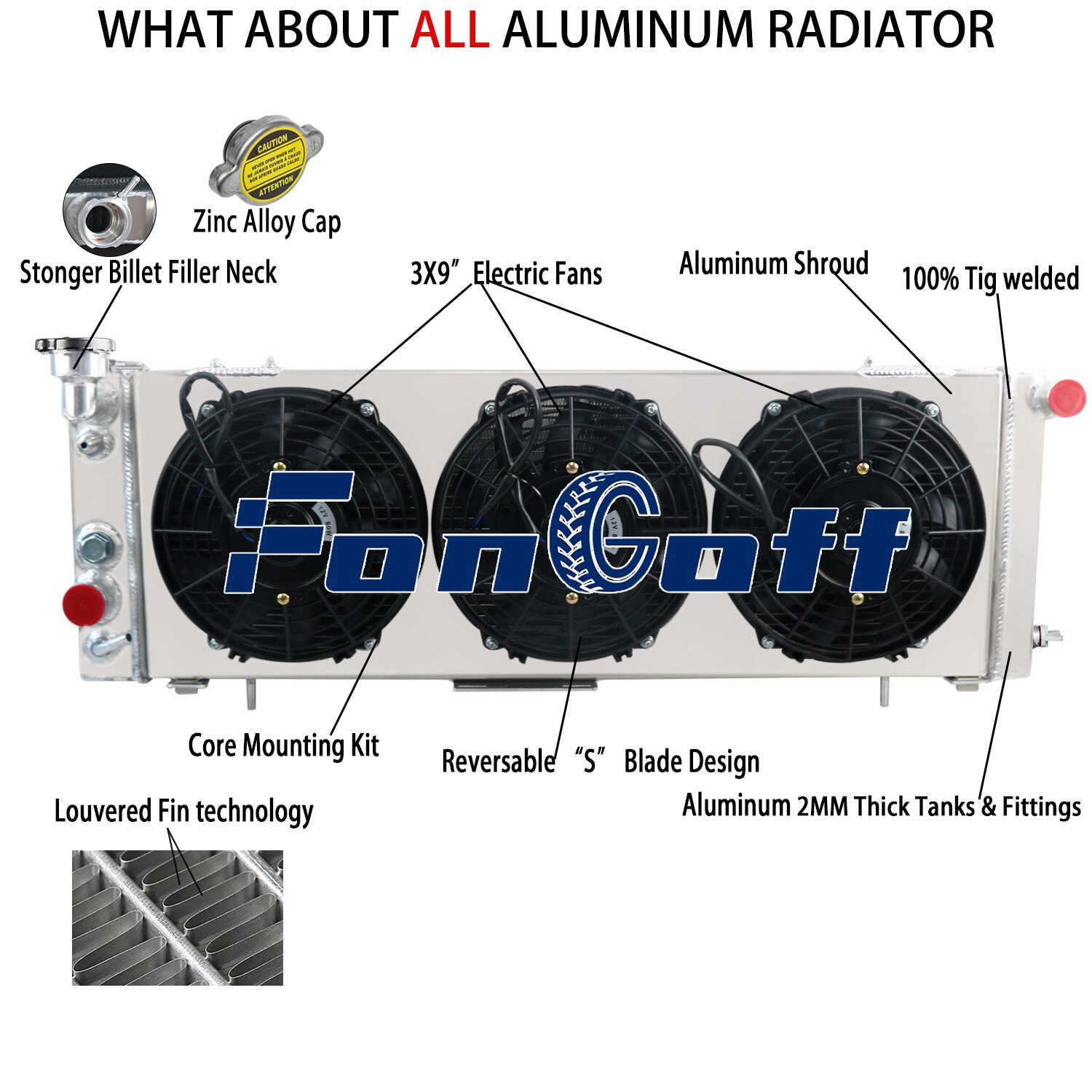 4 Row Aluminum Radiator Shroud Fan For Jeep Cherokee XJ 2.5L 4.0L 1991-2001