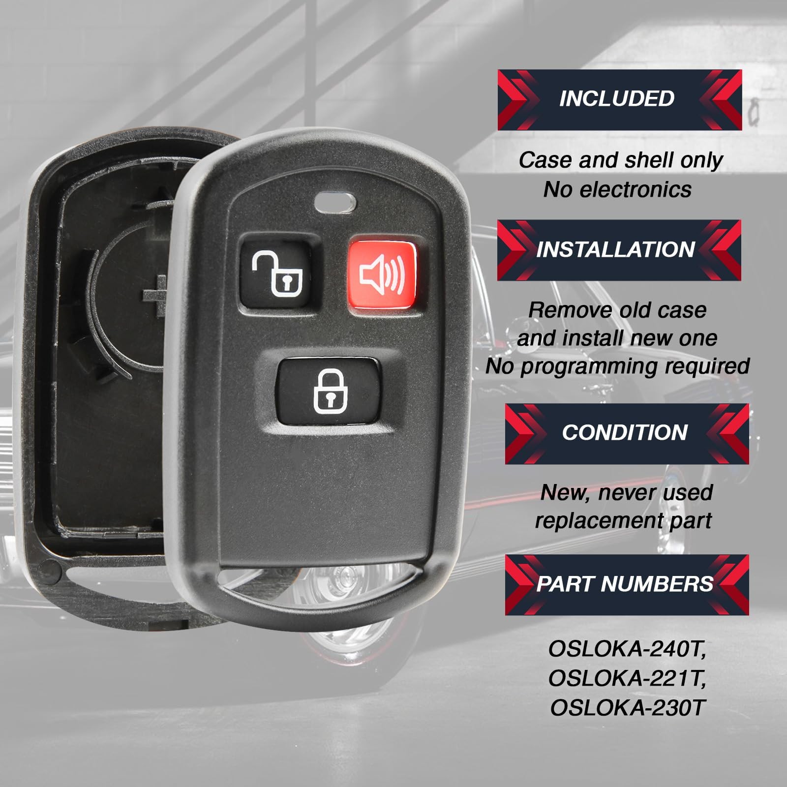 Replacement for 2003-2006 Hyundai Elantra Sante Fe 3-Button Remote Key One