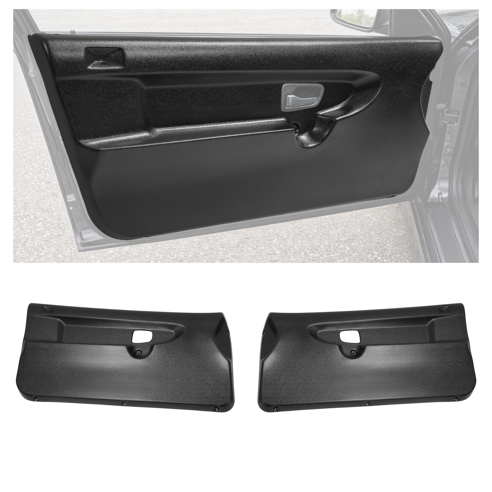 Front Inner Door Panels Pair Black ABS Plastic Replacement For BMW E36 coupe