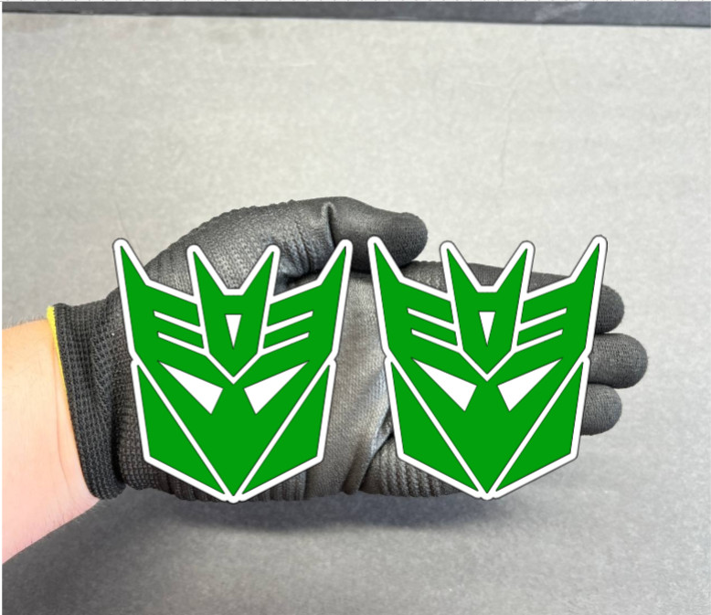 2x Decepticon Transformer Mask ENGRAVED Car Fender Badge Emblem MULTICOLOR Decal