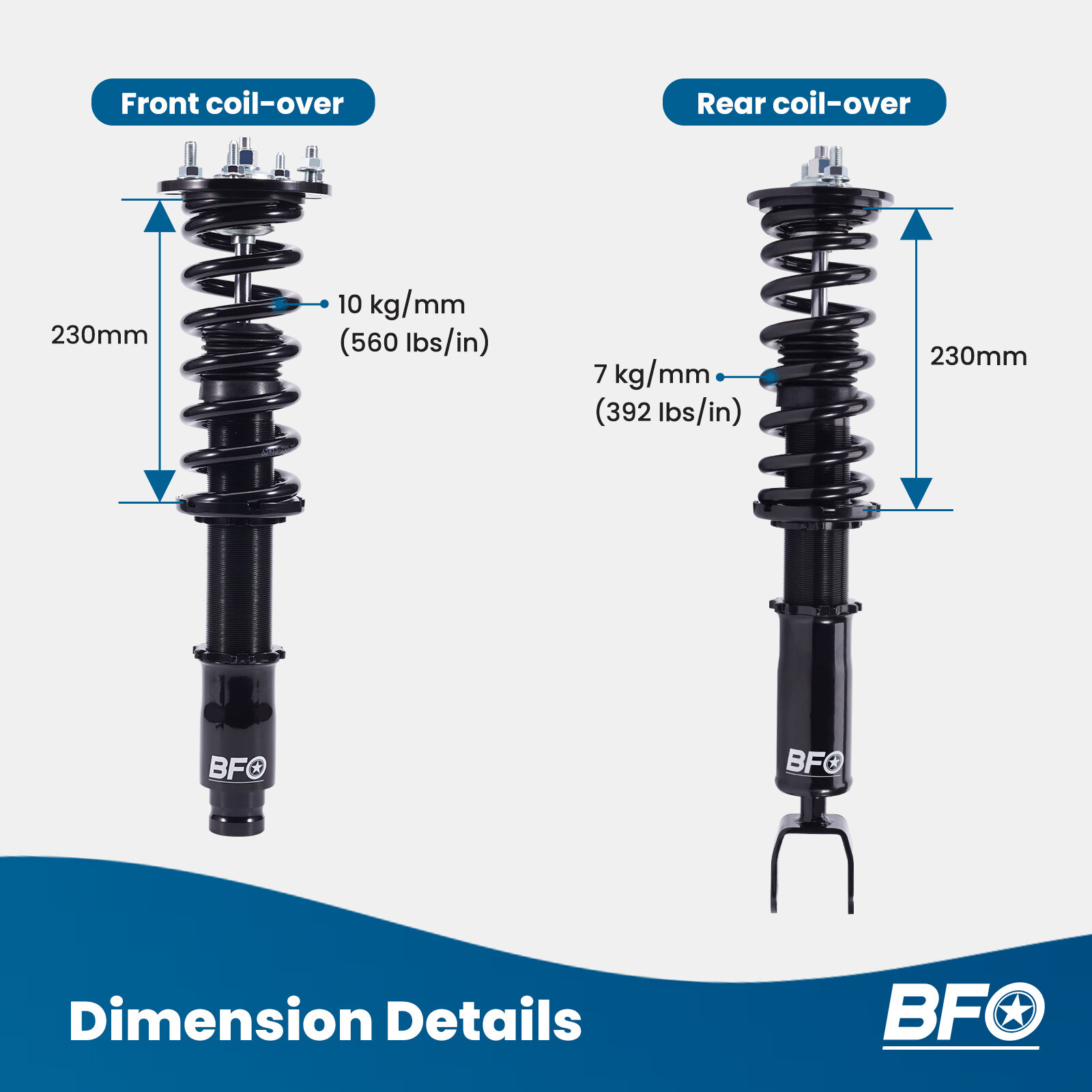 BFO Coilovers For Honda Accord 2008-2012 Adjustable Height Shocks Springs Kit