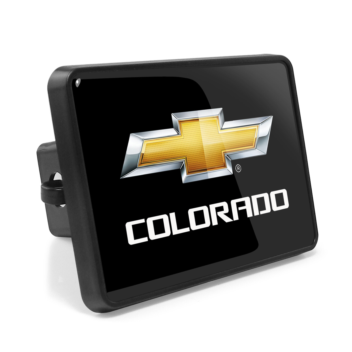 Chevrolet Colorado UV Graphic Black Metal Plate on ABS Plastic Tow Hitch Cover