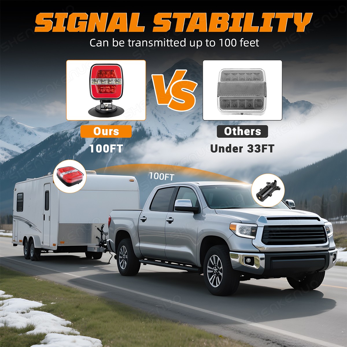 Magnetic Wireless TrailerLight IP67 Waterproof Brake Reverse License Plate Light