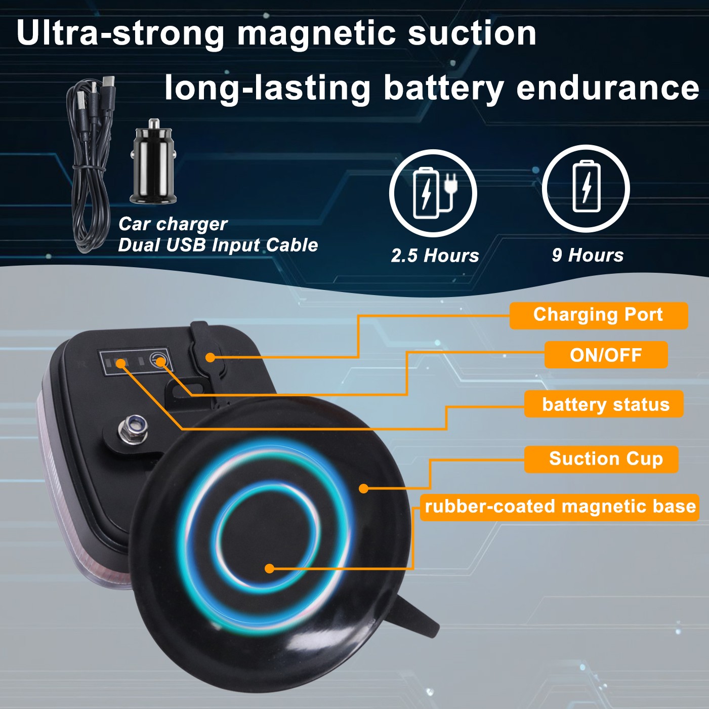 IP67 Waterproof Magnetic Trailer Lights Rechargeable Wireless LED for Trucks RV