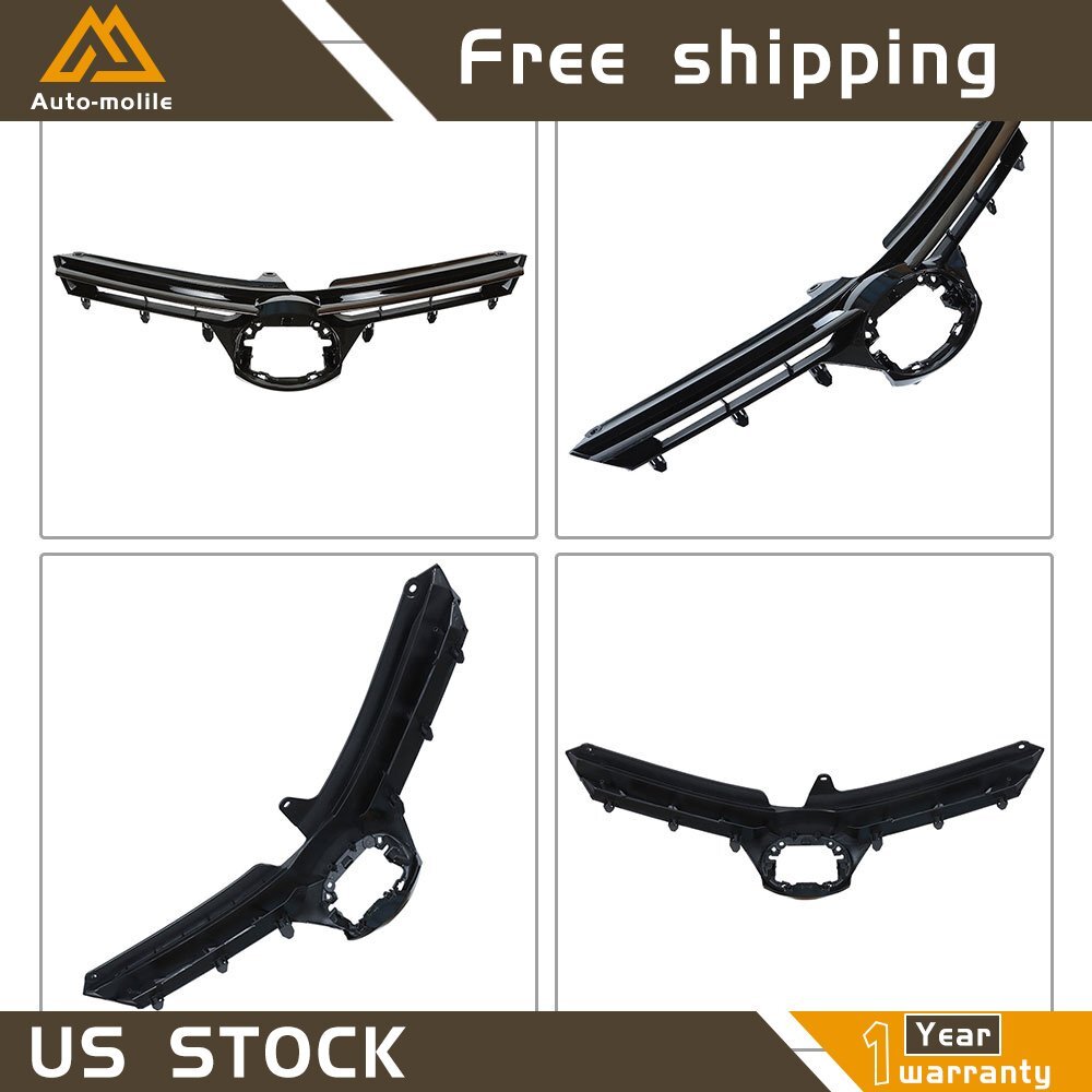 Front Upper Bumper Grille Glossy Black Grill For 2017-2019 Toyota Corolla LE XLE