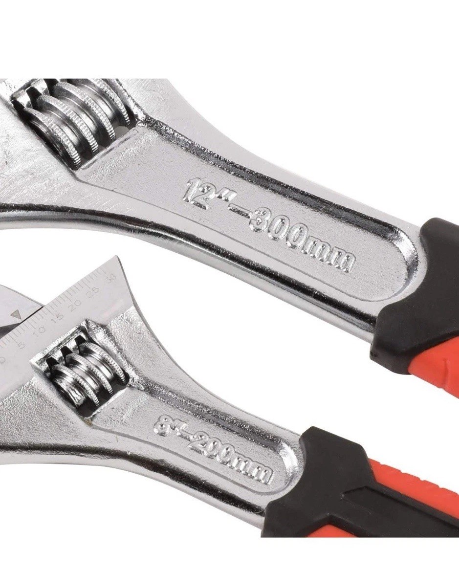 Adjustable Wrench Spanner – [1 Pair] 8 & 12 Inch, Vanadium Steel Automotive Tool