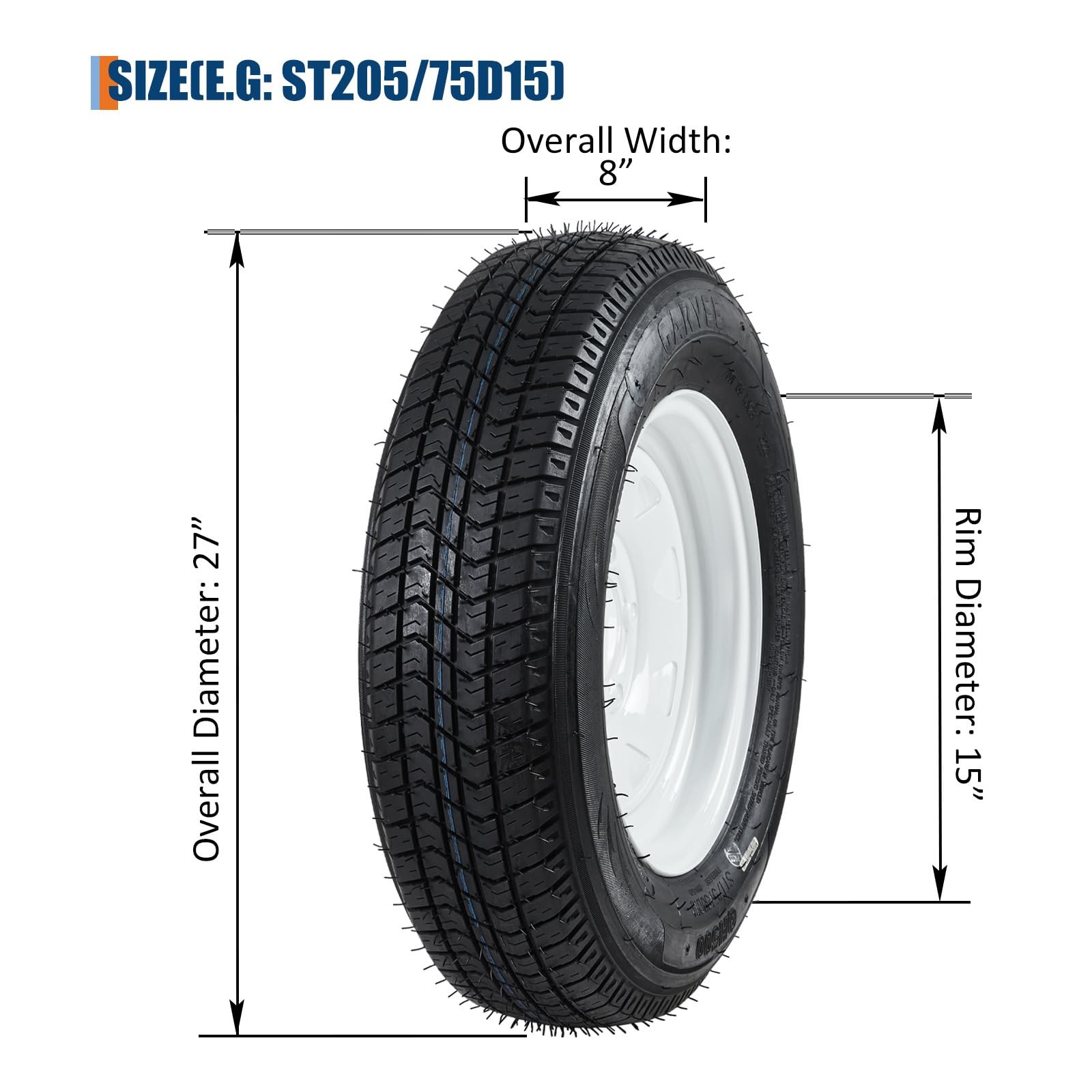 4 Pack Trailer Tires On Rim ST205/75D15 205/75 D 15 LRC 5 Lug White Spoke Wheels