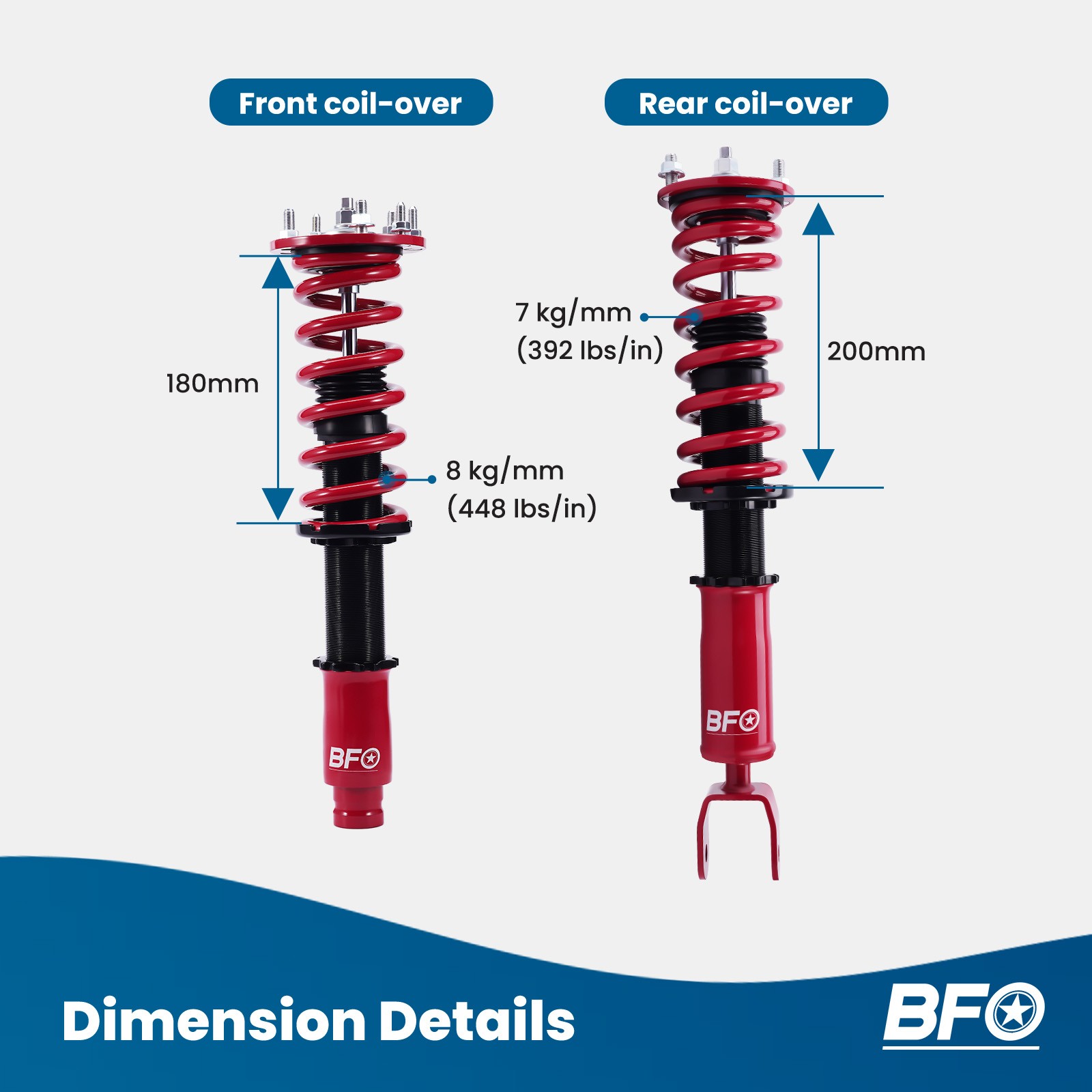 BFO Coilover Lowering Kit For Honda ACCORD 2008-2012 LX SE LX-P Shocks Struts