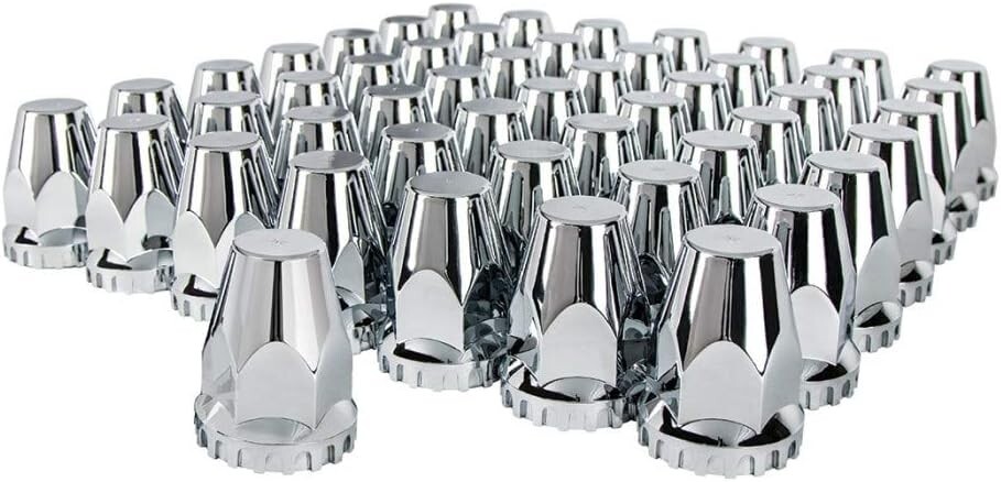 33mm Lug Nut Covers Chrome Screw On Style ABS Plastic Semi Truck (60) Pack