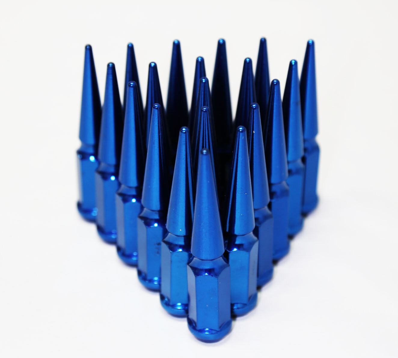 24PC BLUE 14X2 CONICAL SEAT SPIKE LUG NUT 4.5” FIT F150 NAVIGATOR EXPEDITION
